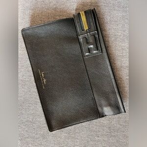 India Hicks Black Leather Clutch